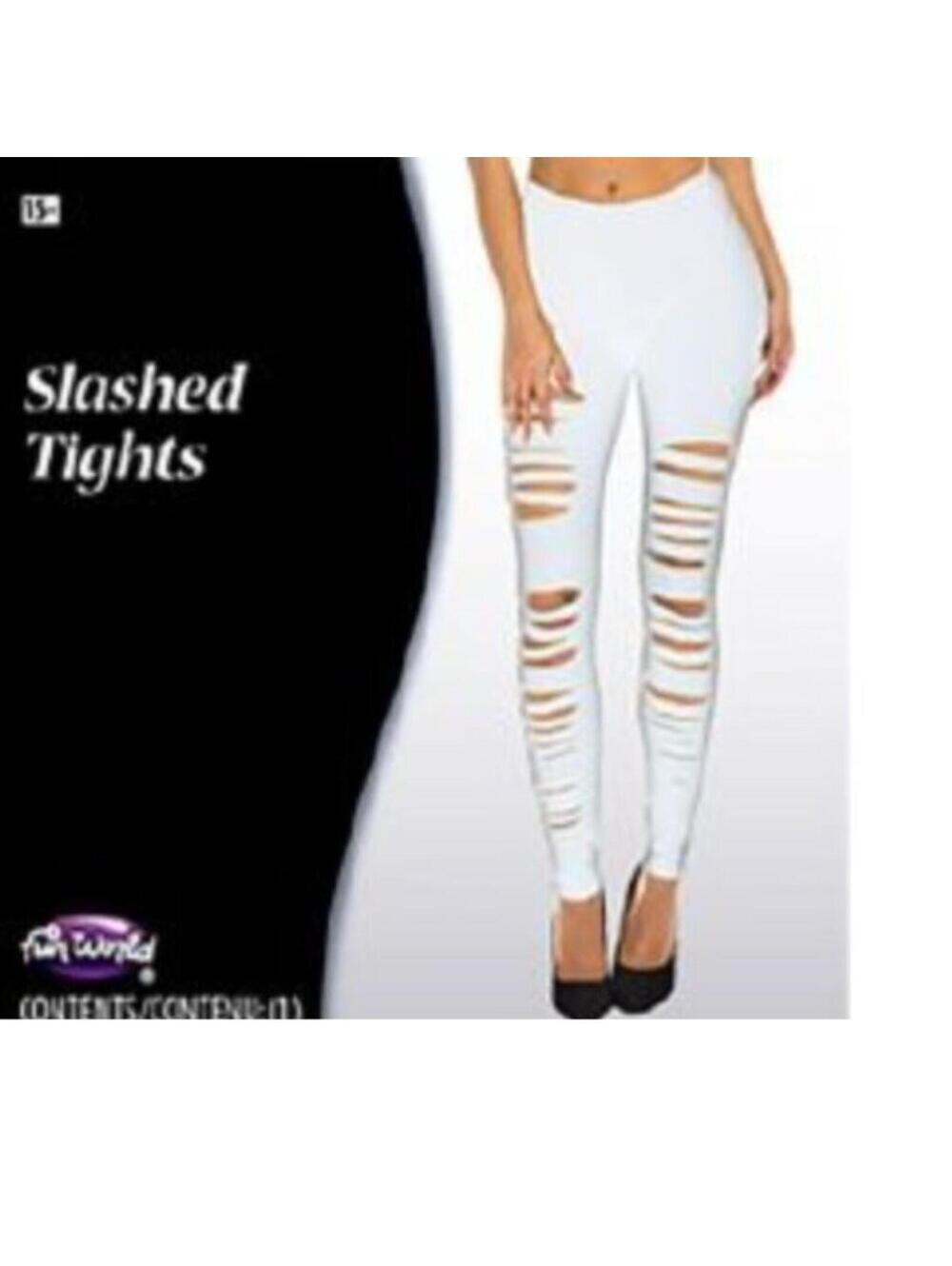 White Slashed Tights Leggings Halloween Costume Accessory Adult Teen 15+